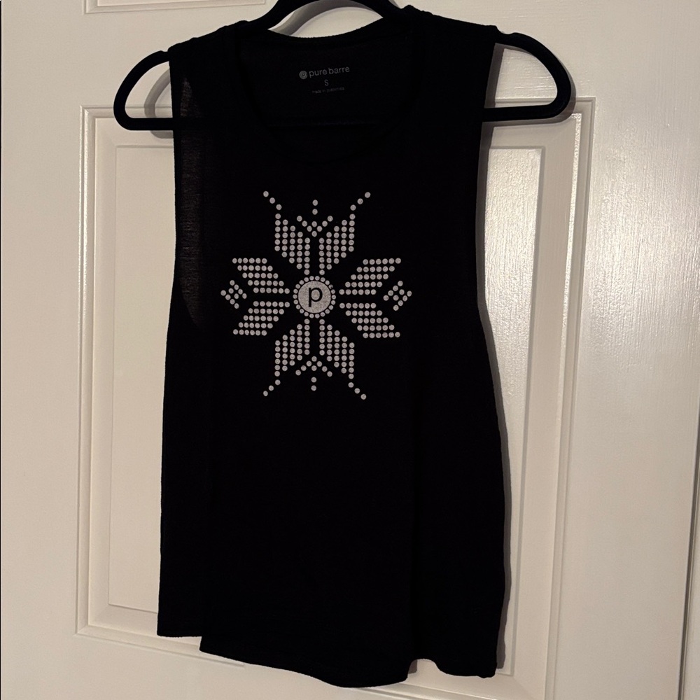 Pure Barre Black Tank with Silver Star Design